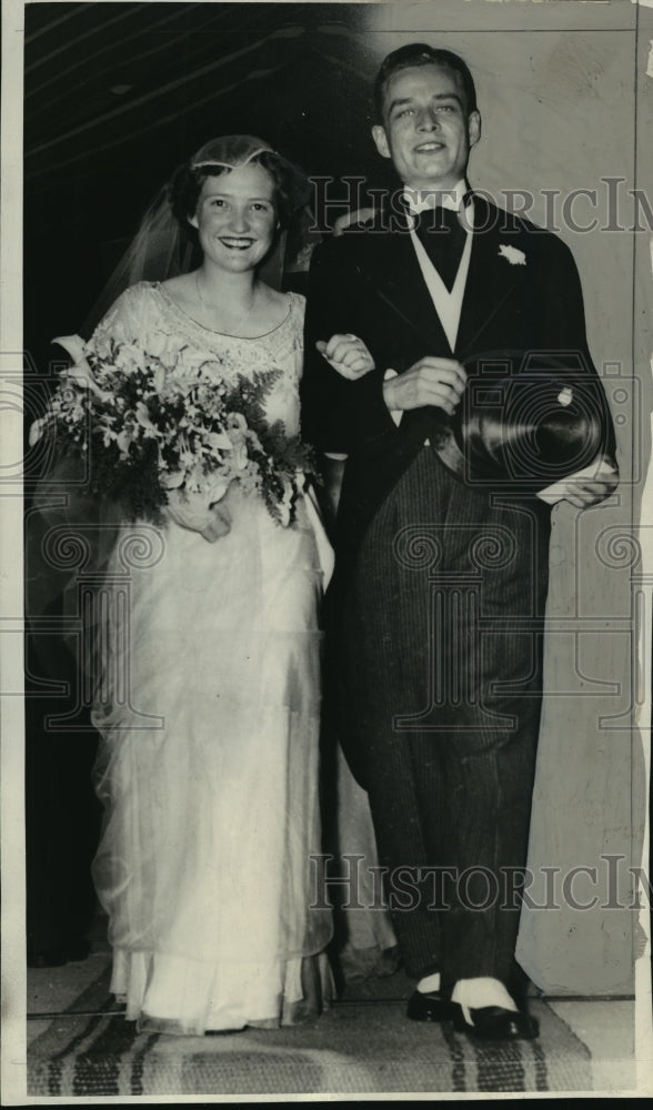 1936 Press Photo Barbara Anne Grant &amp; Donald B Abert nuptials