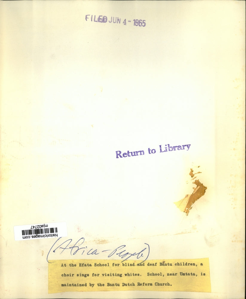 1965 Press Photo Efata School for blind and deaf Bantu children - mja02747