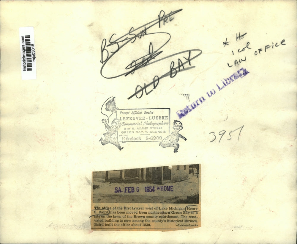 1954 Press Photo Office of Henry S. Baird west of Lake Michigan - mja03018