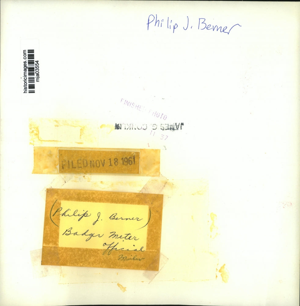 1961 Press Photo Philip J. Berner, Milwaukee Badger Meter Official - mja03554