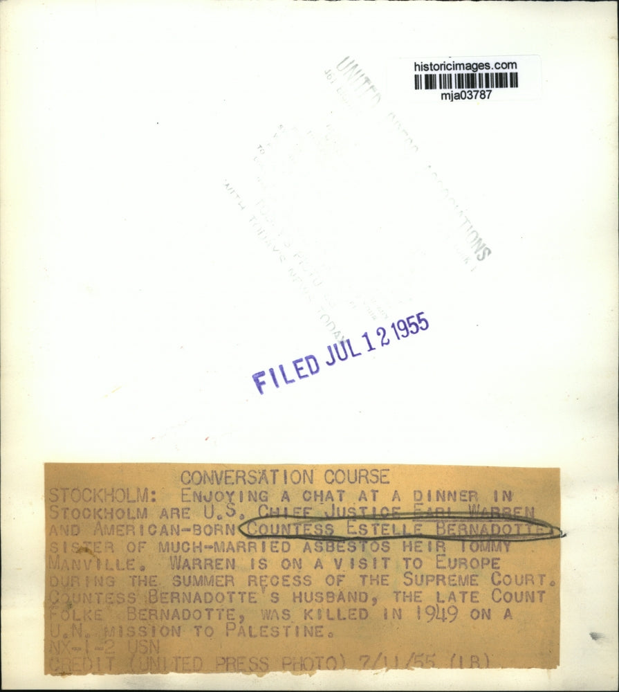 1955 Press Photo Countess Estelle Bernadotte - mja03787