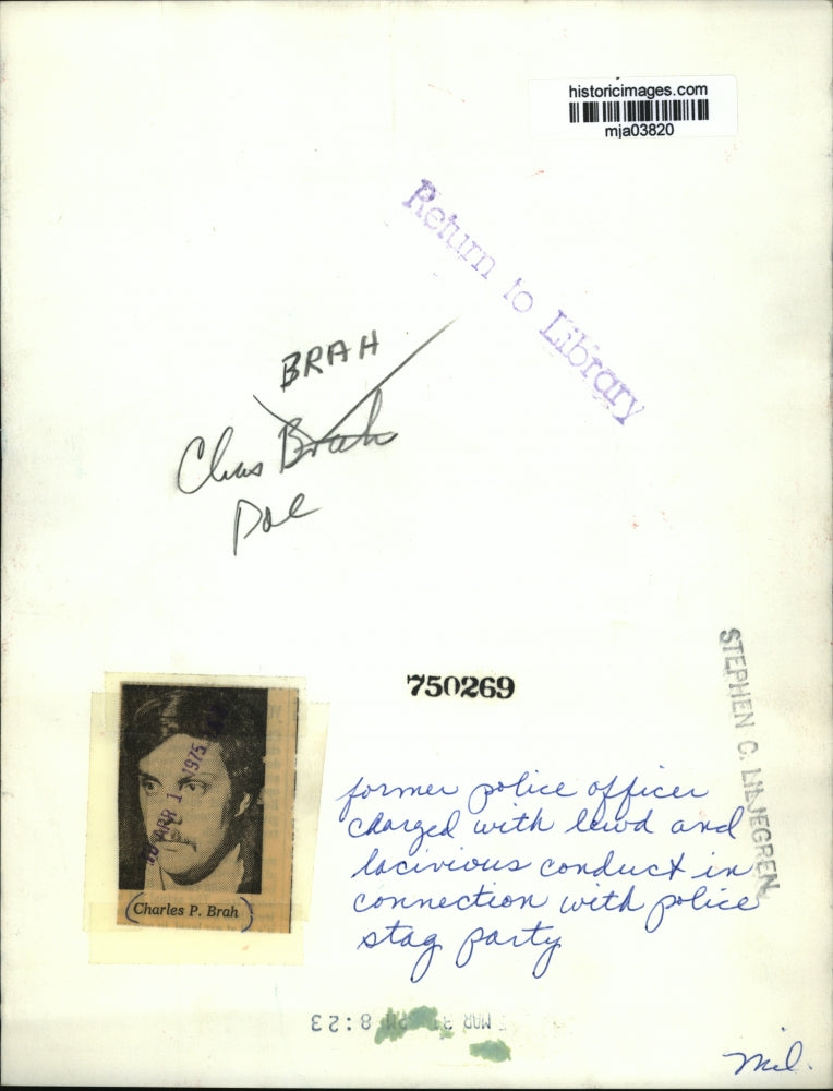 1975 Press Photo Charles Brach Former police officer charged w/ lewd conduct