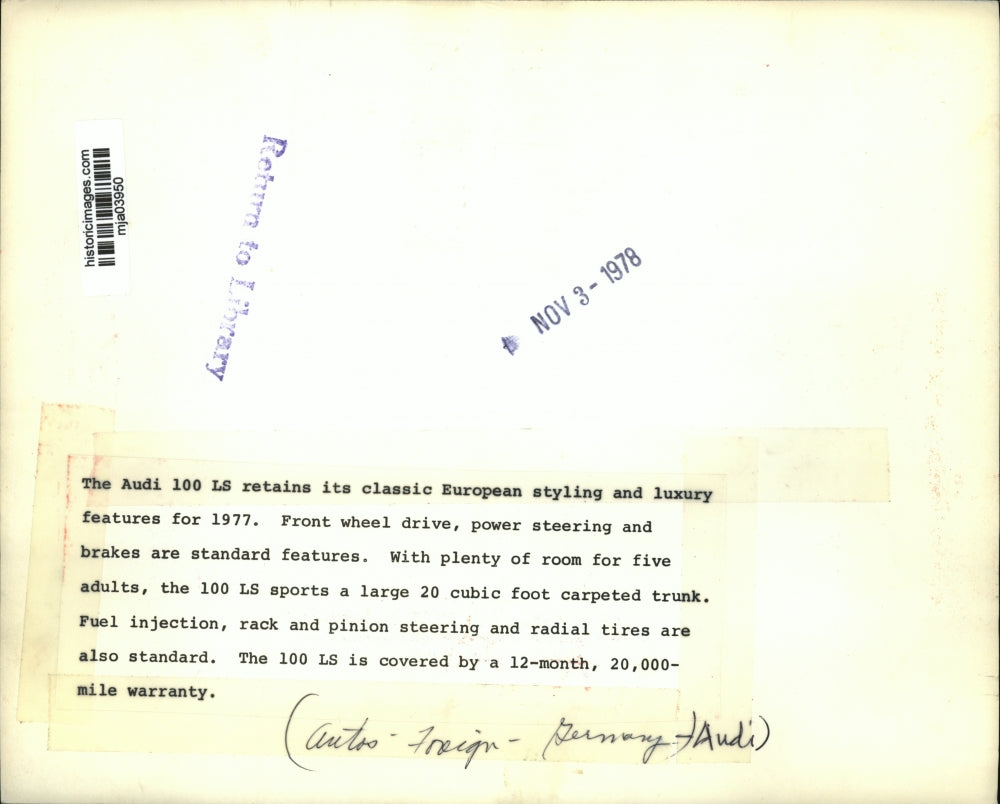 1978 Press Photo 1977 Audi 100 LS - mja03950