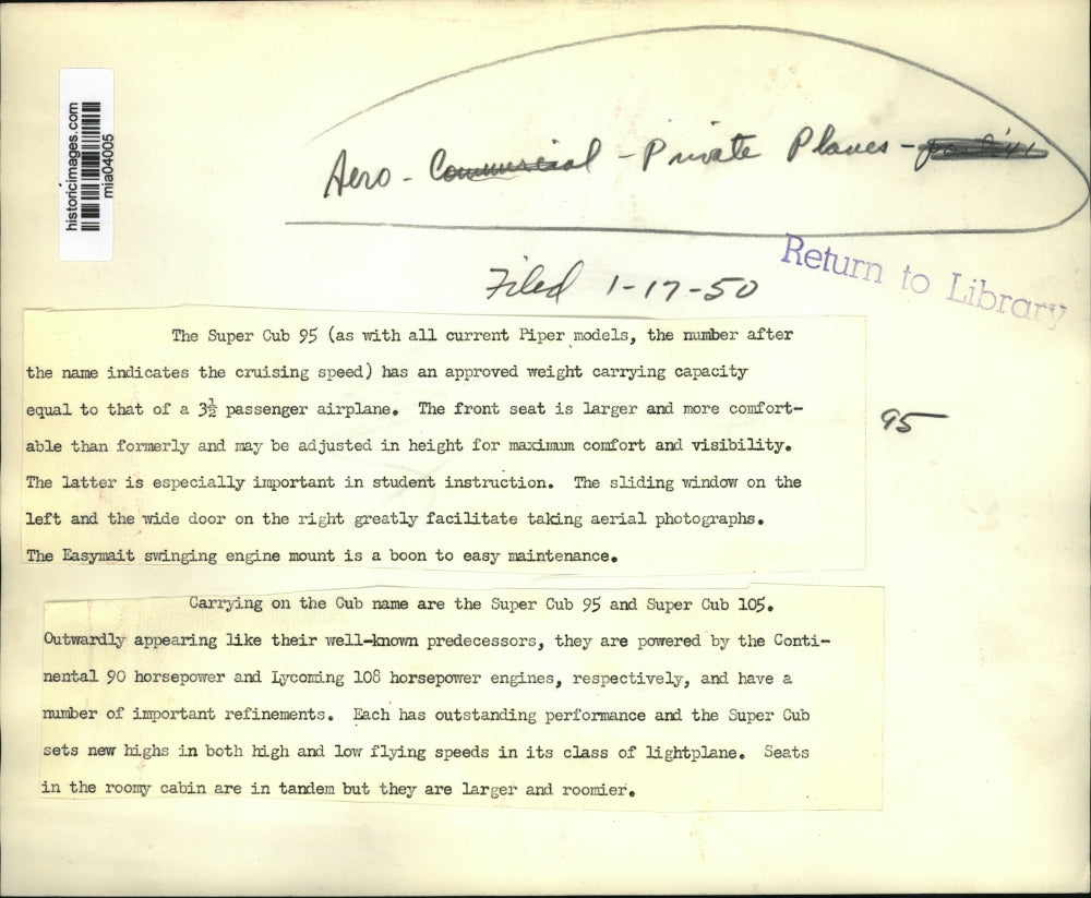 1950 Press Photo The Super Cub 95 - mja04005