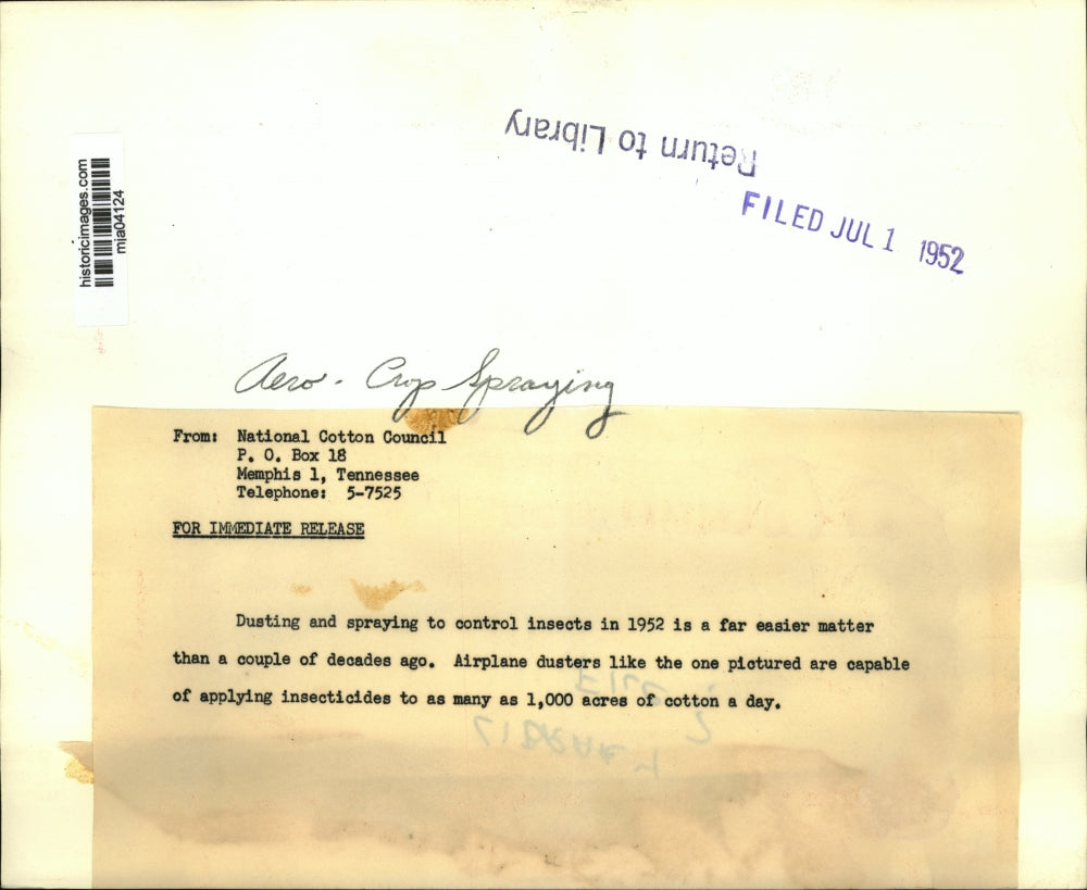 1952 Press Photo Airplane dusters are capable of applying insecticides