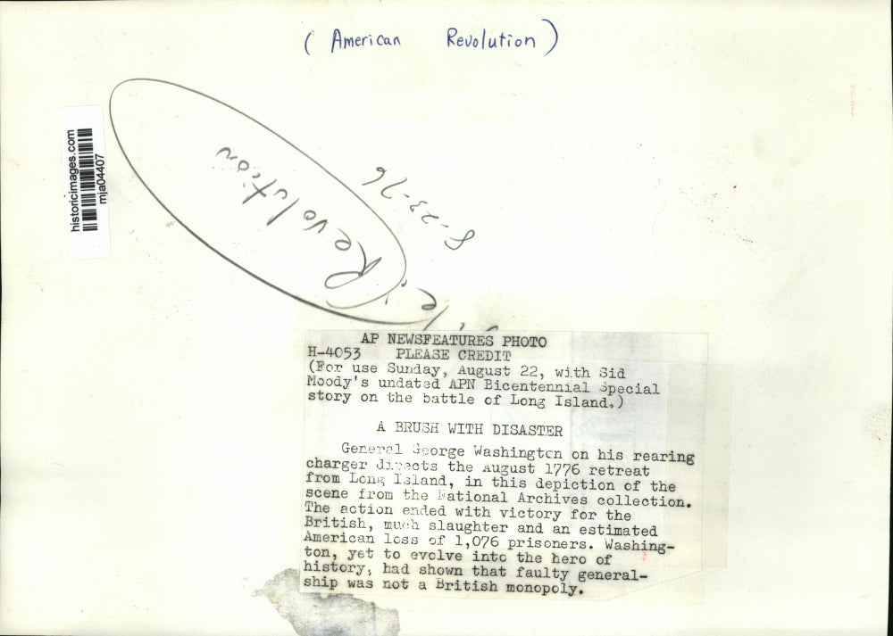 1976 Press Photo General George Washington on his rearing charger - mja04407