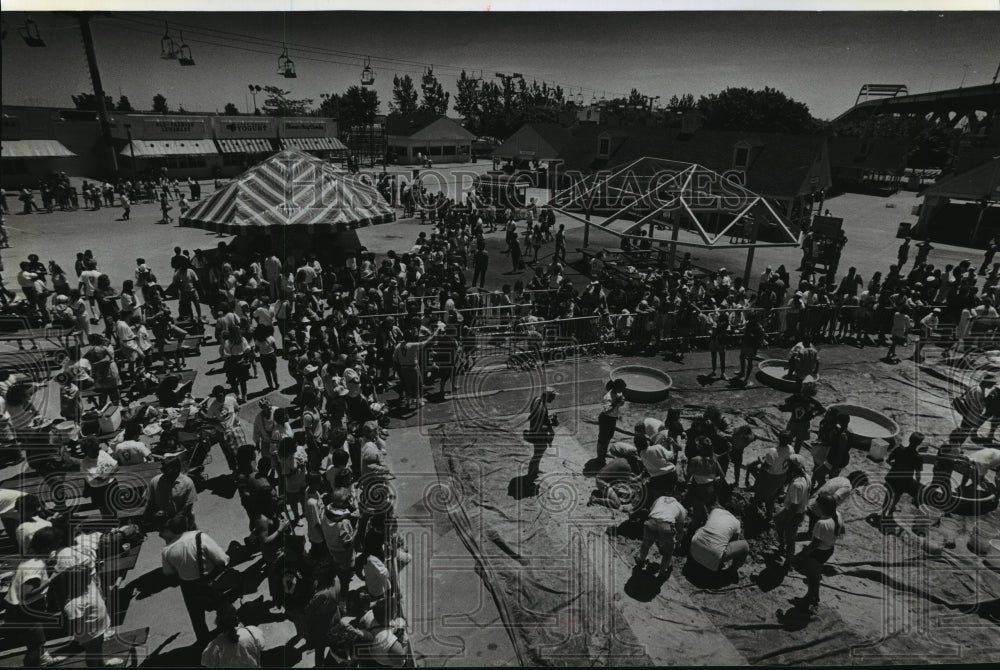 1989 Press Photo People waiting in line at the Summerfest grounds - mja04670