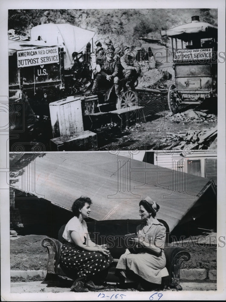 1956 Press Photo Red Cross outpost in the Argonne Forrest in France, WWII- Historic Images