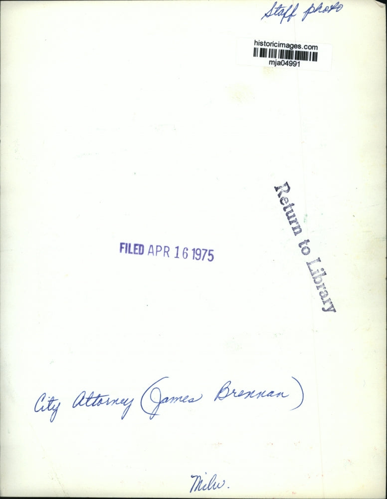 1975 Press Photo City Attorney James Brennan, Milw. - mja04991