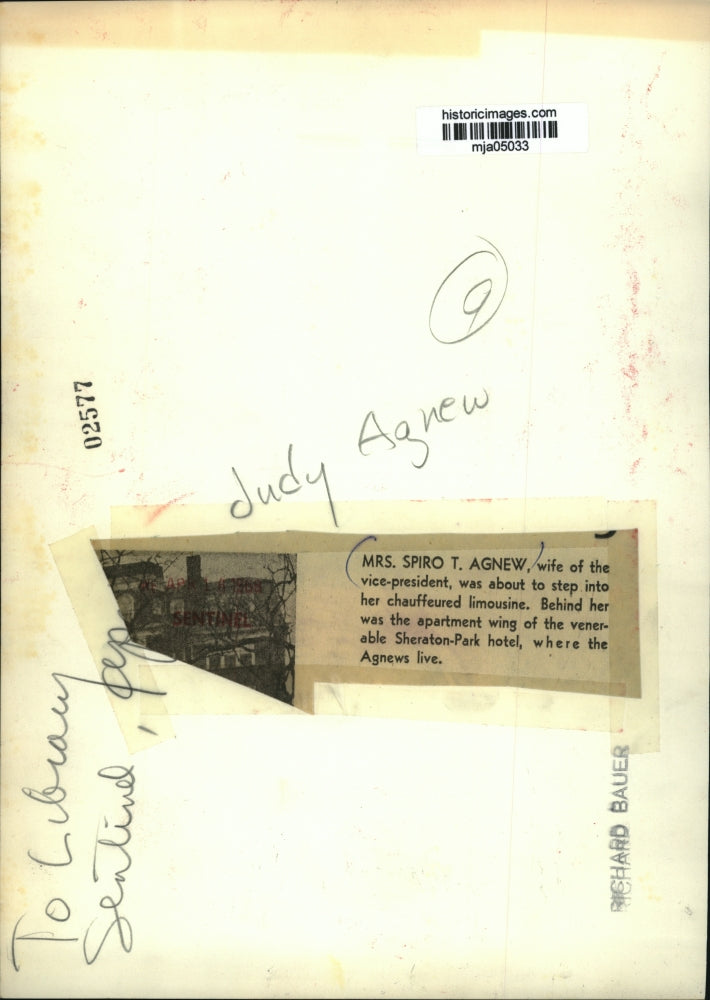 1969 Press Photo Mrs. Spiro T. Agnew, wife of the vice-president - mja05033