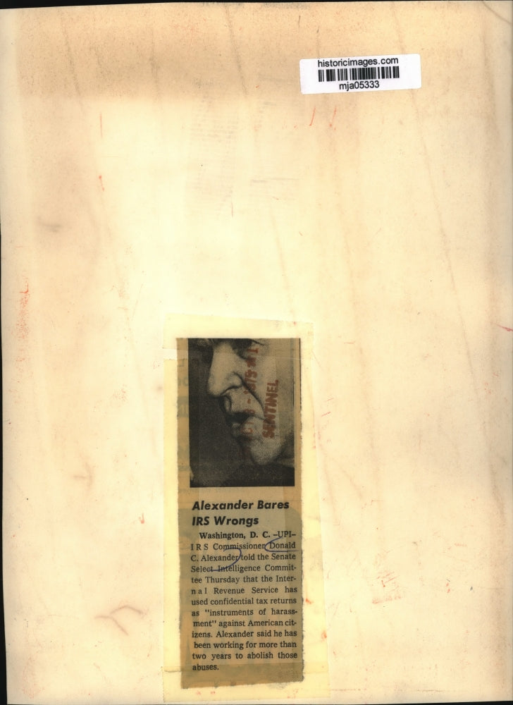 1975 Press Photo Donald Alexander speaking to Senate Select Intelligence Cmte.