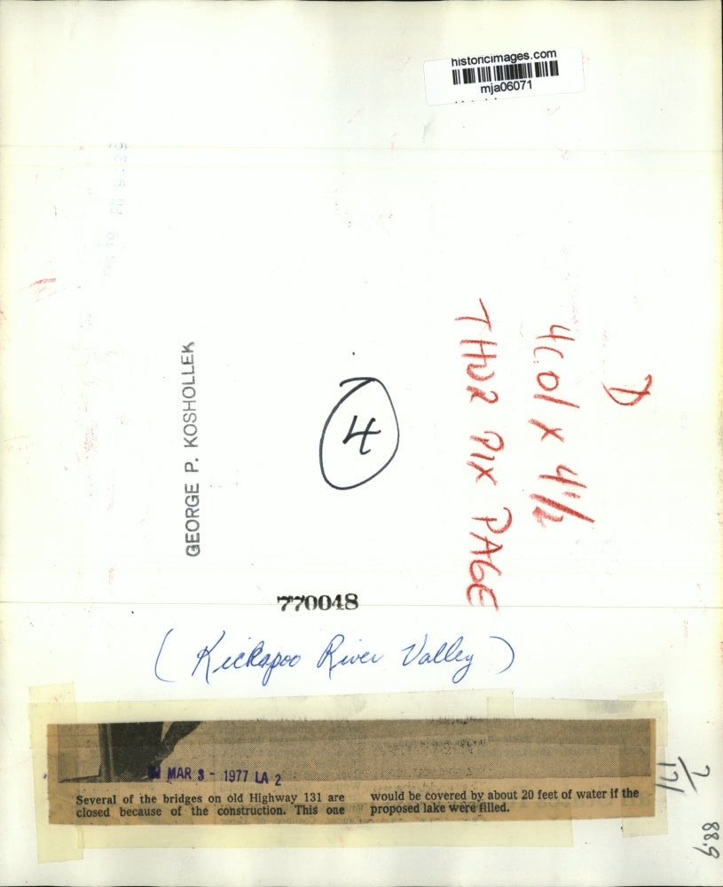 1977 Press Photo View of Bridge Closed on Old Highway 131 Due to Construction