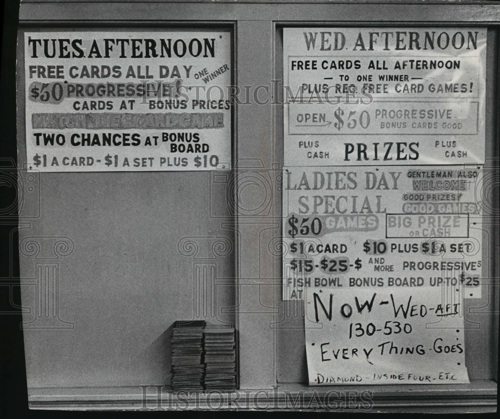 1973 Press Photo Bingo Advertisement- Historic Images