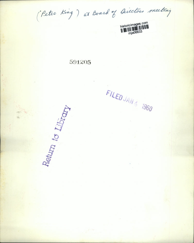 1960 Press Photo Peter King, at Board of Directors meeting - mja06633