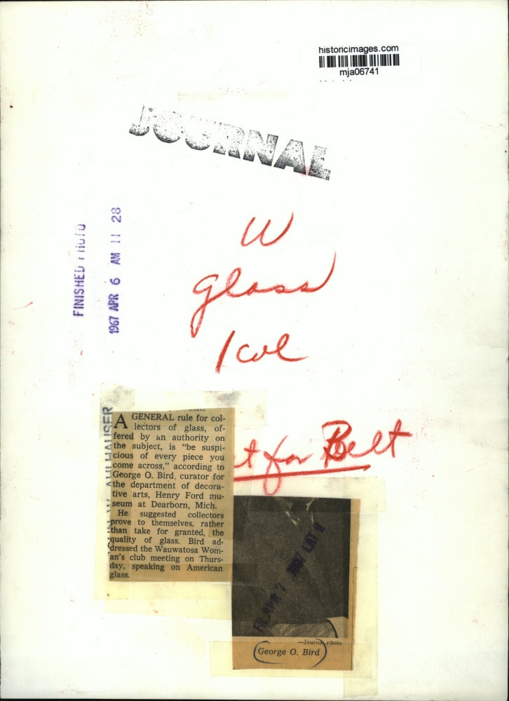 1967 Press Photo George O Bird, curator Dept of decorative arts, Form Museum