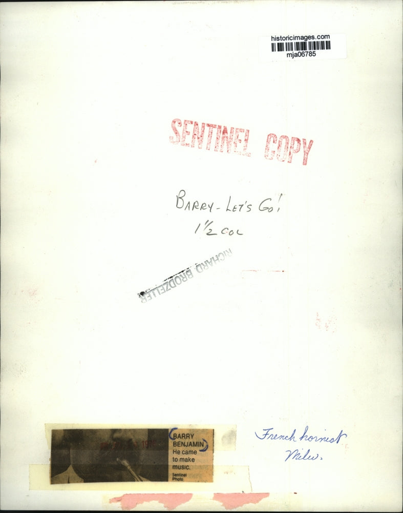 1978 Press Photo Barry Benjamin, French Hornist, Milwaukee - mja06785