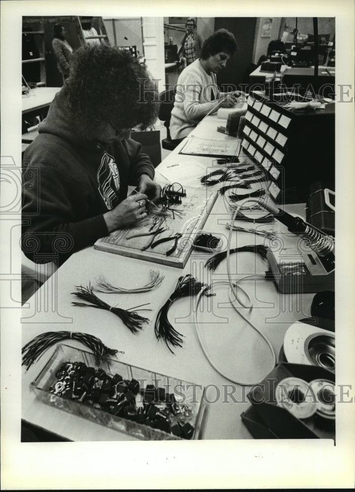 1981 Press Photo Biochem employees assembled monitors in Pewaukee- Historic Images