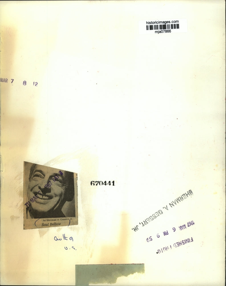 1967 Press Photo Saul Bellow, author, U.S. - mja07866