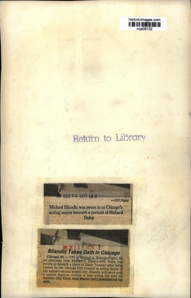 1977 Press Photo Michael Bilandic was sworn in as Chicago's acting mayor