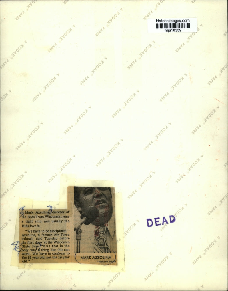 1973 Press Photo Mark Azzolina, director of the Kids From Wisconsin - mja10359