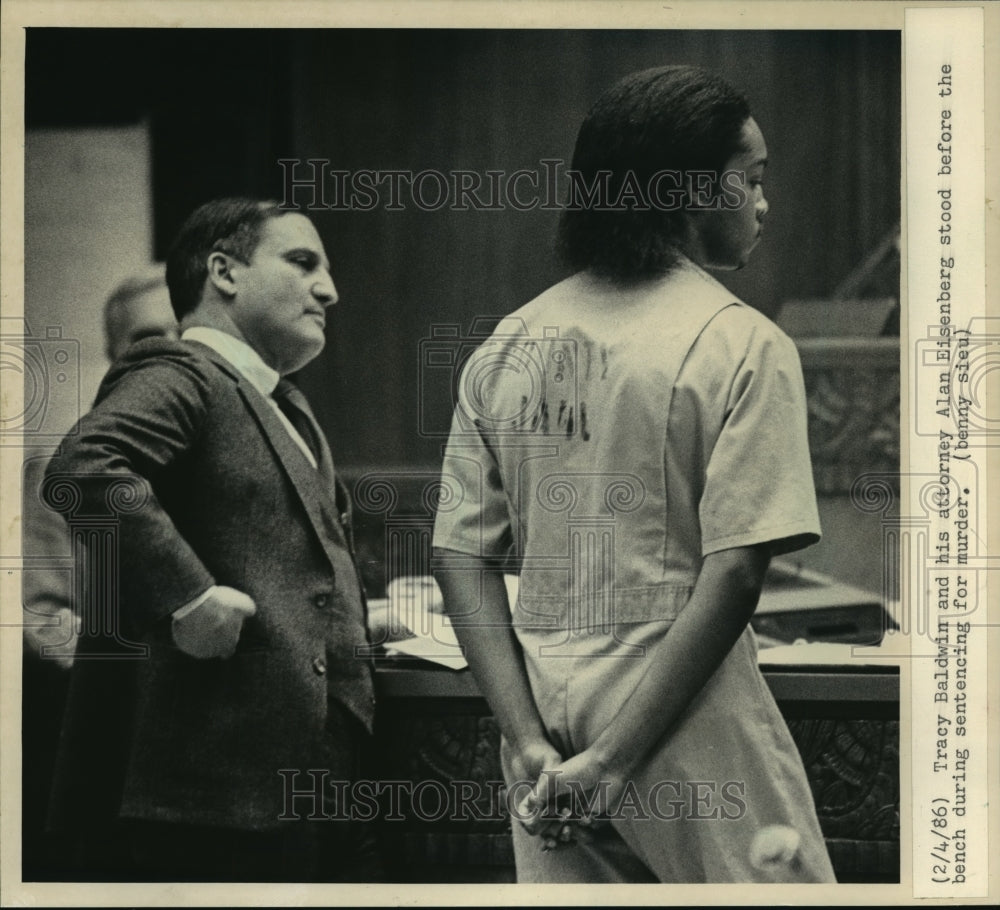 1986 Press Photo Tracy Baldwin &amp; his attorney Alan Eisenberg, murder trial- Historic Images