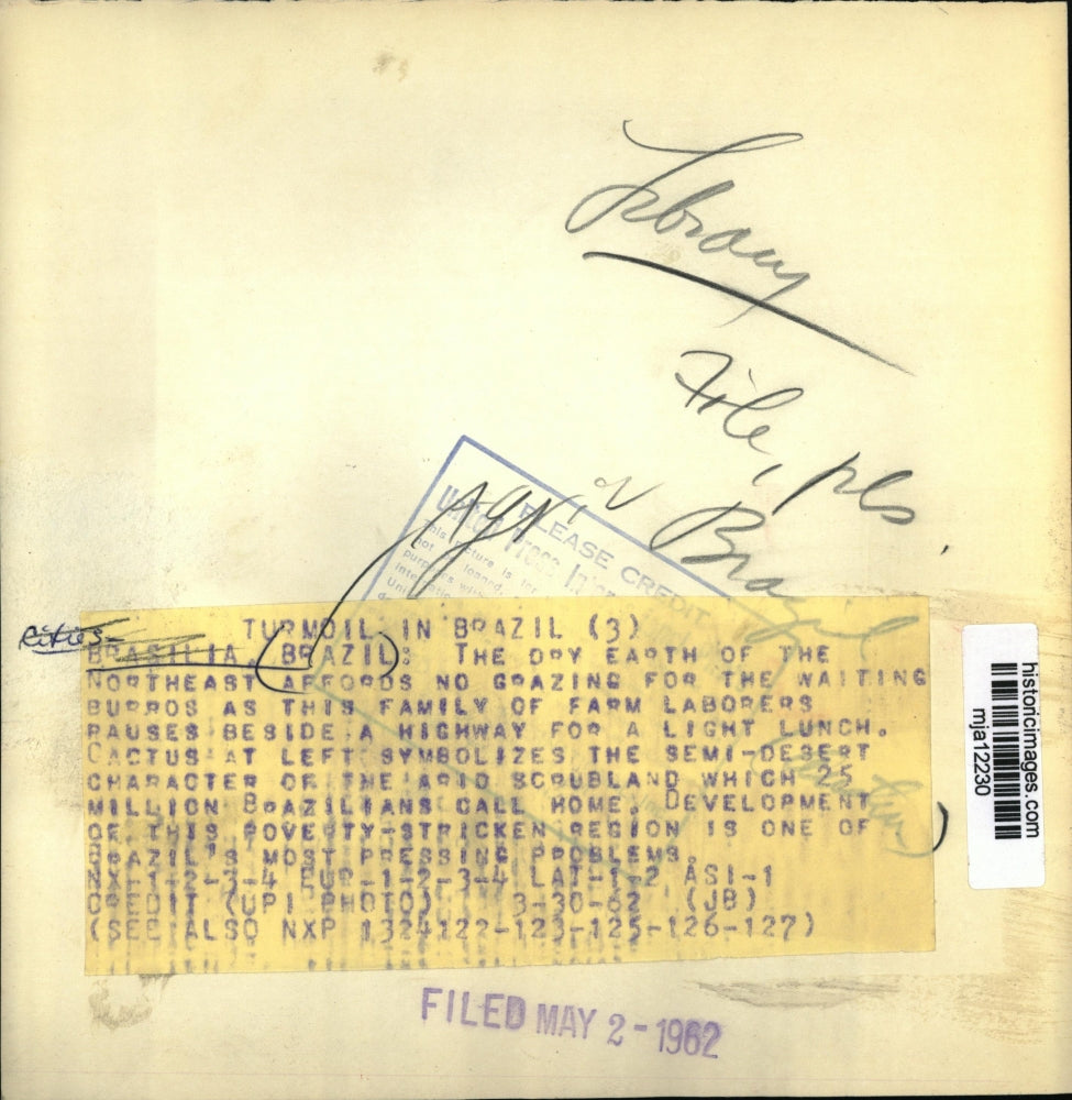 1962 Press Photo Farmland in Brasilia, Brazil - mja12230