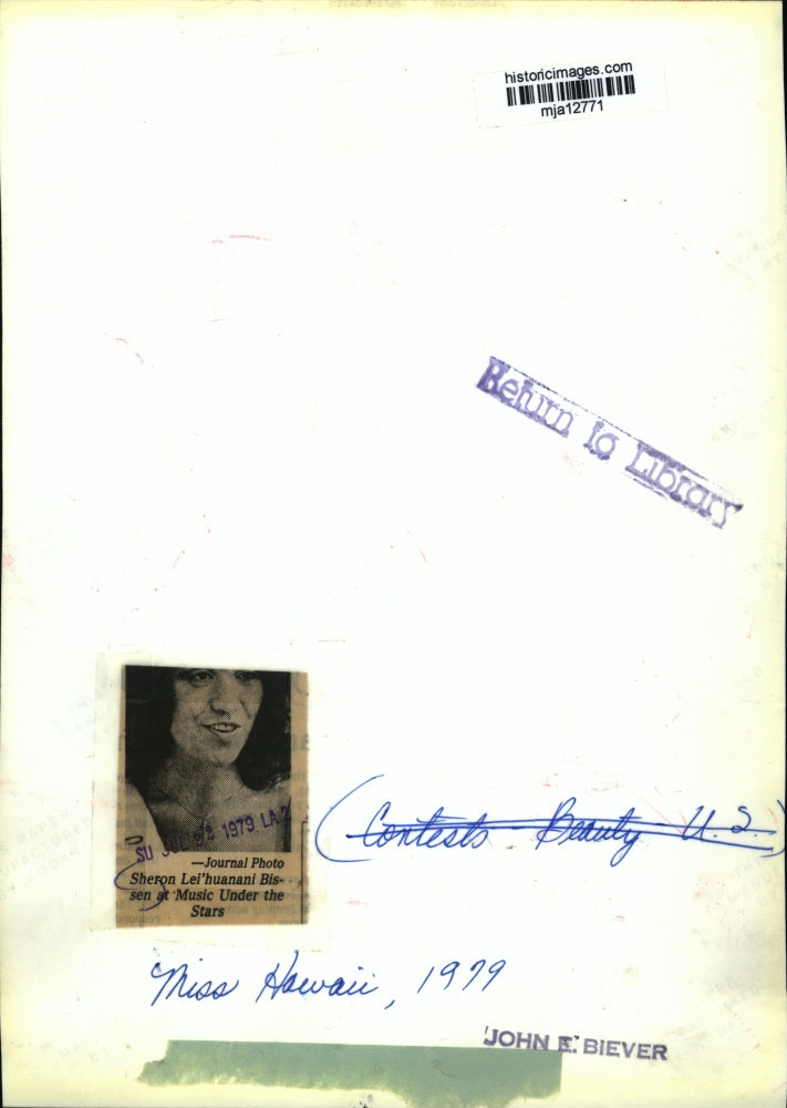 1979 Press Photo Sheron Lei'huanani Bissen at Music Under the Stars - mja12771