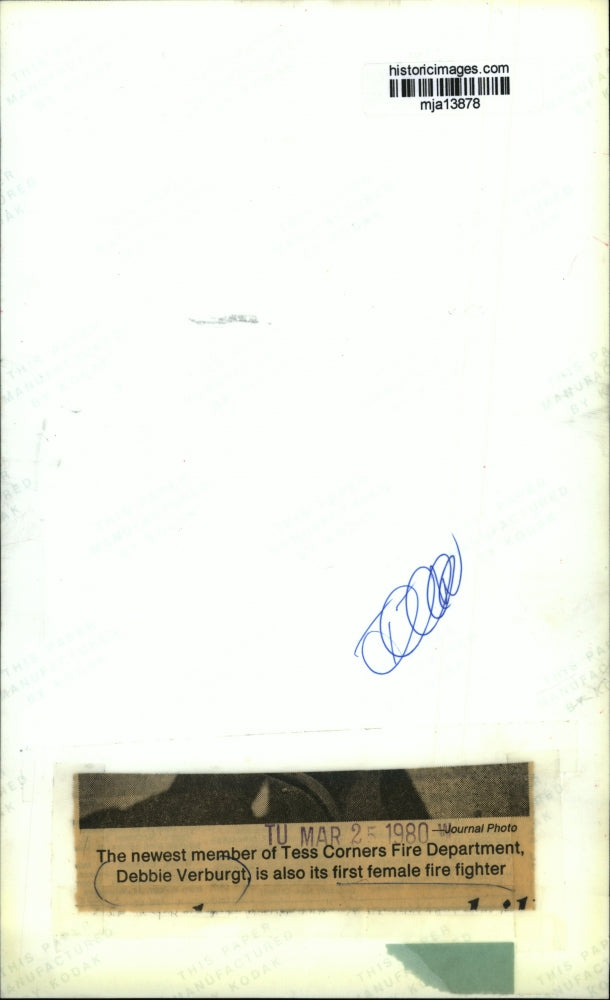 1980 Press Photo Debbie Verburgt of Tess Corners Fire Department - mja13878