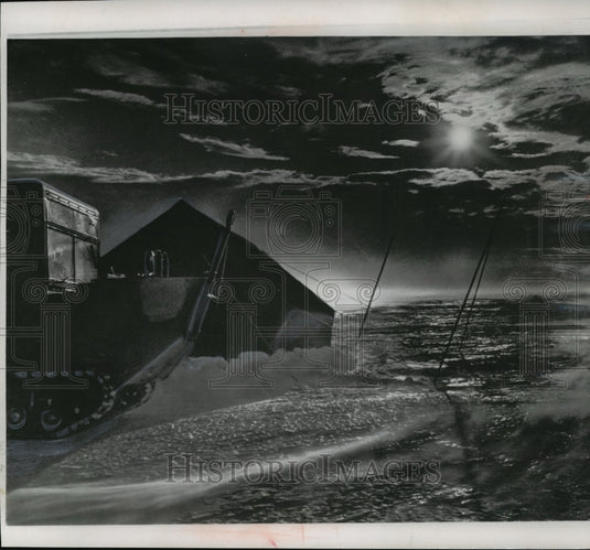 1953 Press Photo An American trail party camped at this spot on Anarctica