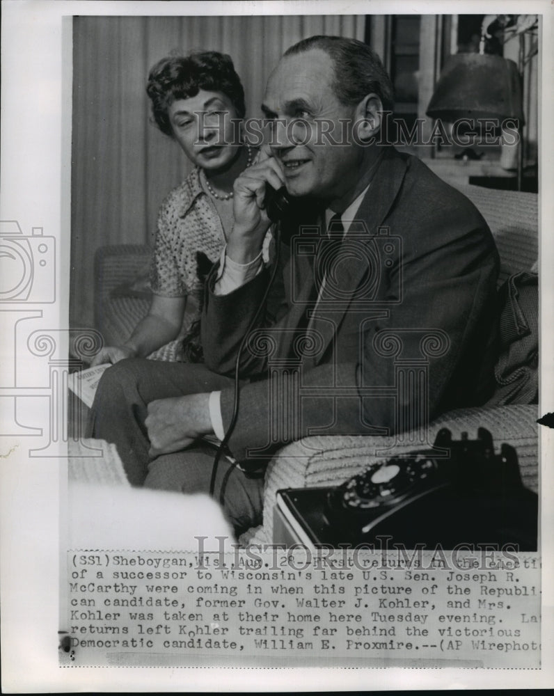 Load image into Gallery viewer, 1957 Press Photo Former Gov. Walter J. Kohler and Mrs. Kohler - mja14431
