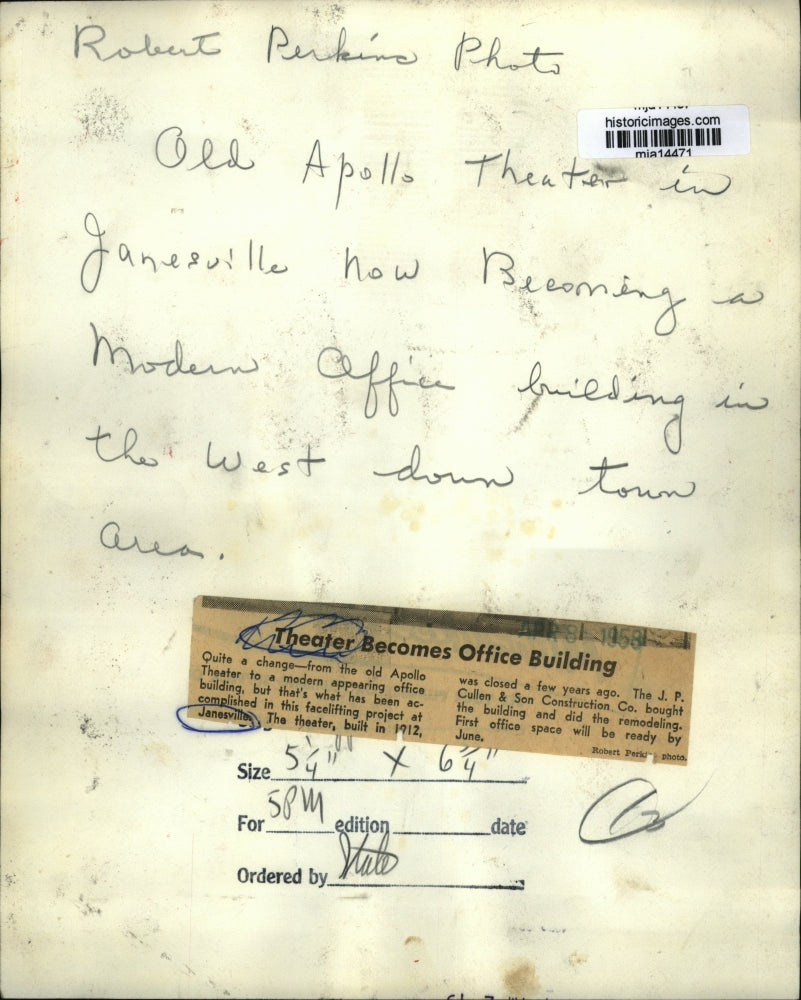 1958 Press Photo The JP Cullen & Son Construction Co office in Janesville