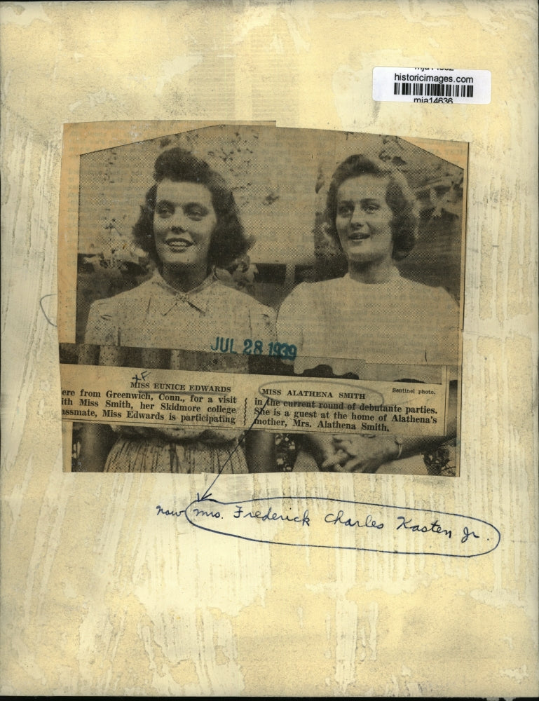 1939 Press Photo Miss Eunice Edwards and Miss Alathena Smith - mja14636