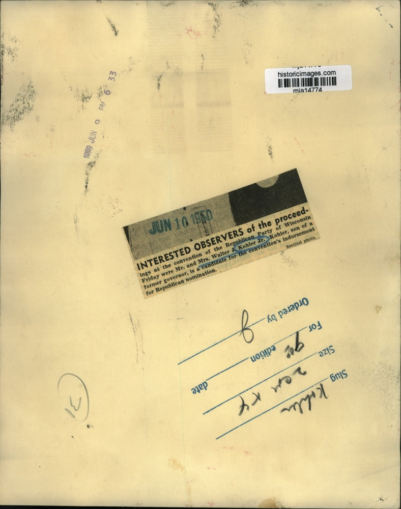 1950 Press Photo Mr. and Mrs. Walter J. Kohler Jr. - mja14774