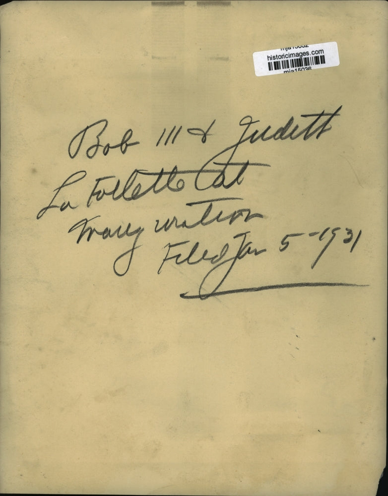 1931 Press Photo Bob III and Judith La Follette at Mary Uration - mja15036