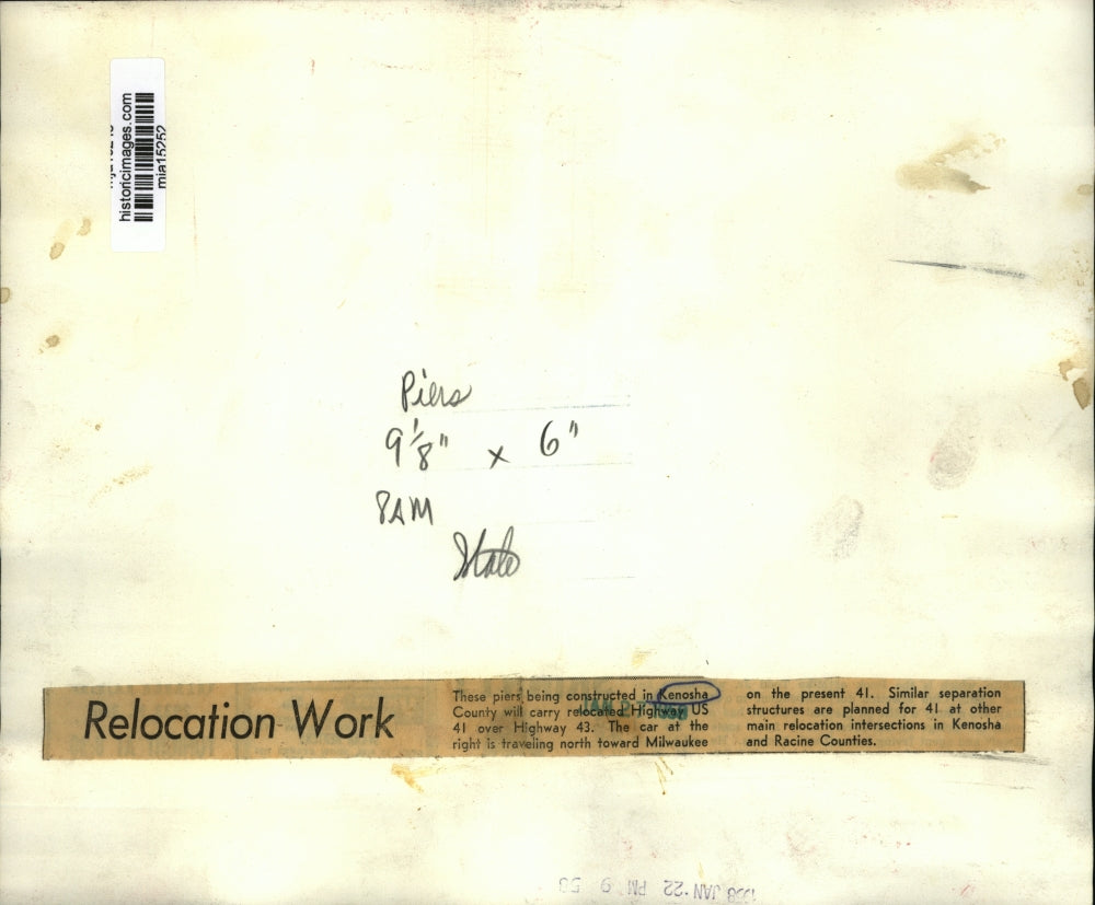 1938 Press Photo Piers in Kenosha County will carry relocated Highway US 41