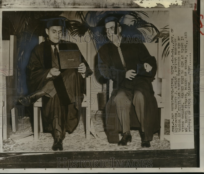 Load image into Gallery viewer, 1954 Press Photo Wisconsin's Gov. Kohler with Samuel Pickard - mja15271
