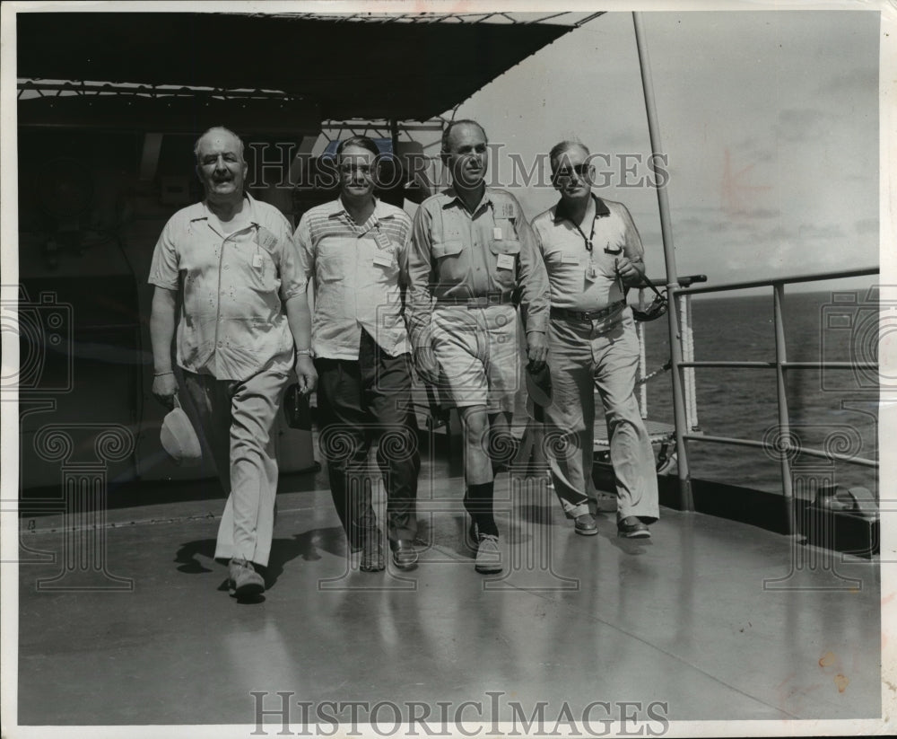 1956 Press Photo Gov Walter J Kohler on the deck of the USS Mt McKinley