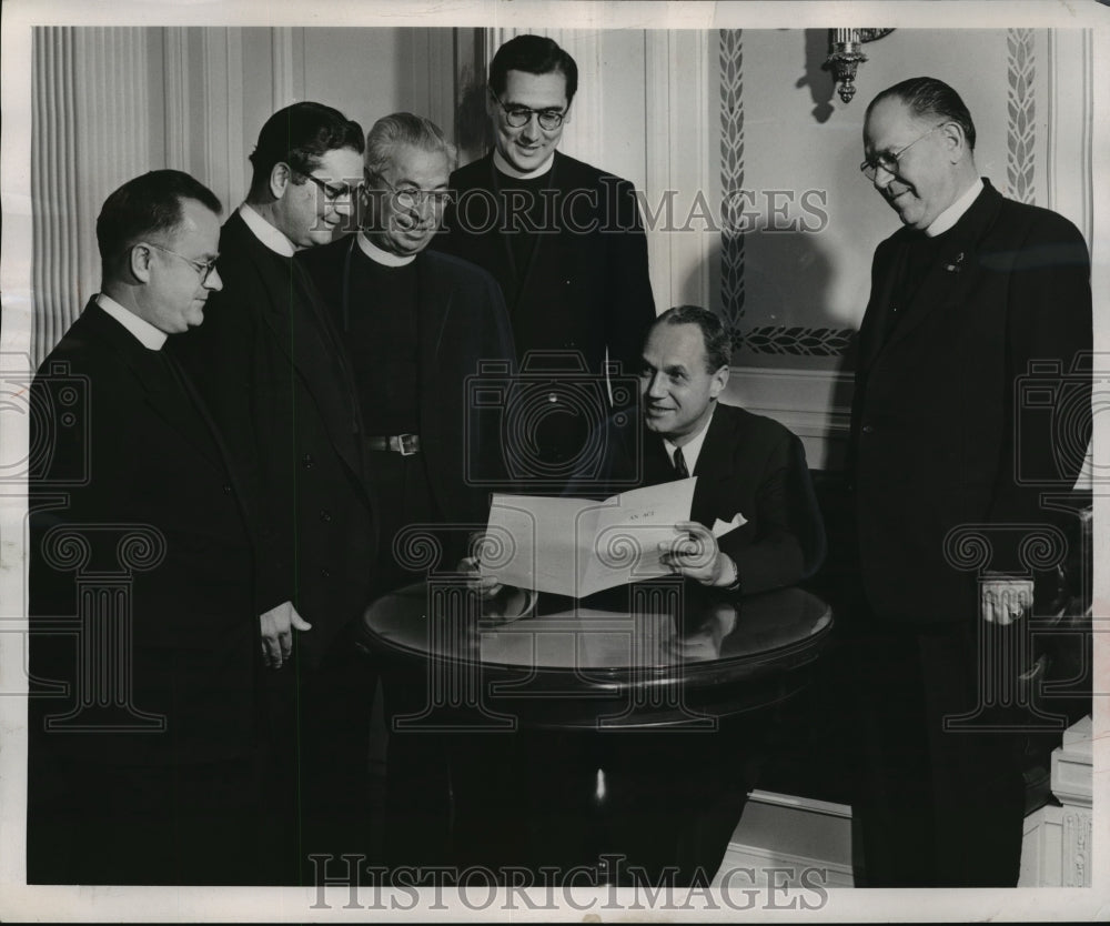 1953 Press Photo Gov. Kohler signs bill for Eastern Orthodox Church recognition- Historic Images