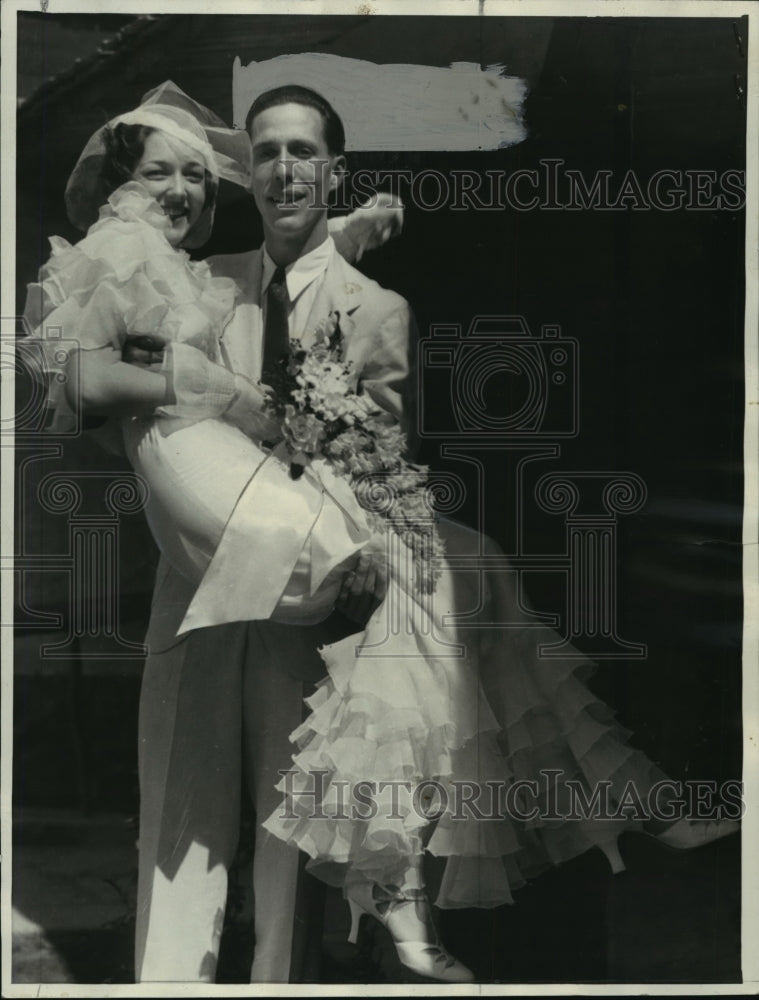 1934 Press Photo Mr &amp; Mrs John F Beck&#39;s wedding - mja15929- Historic Images