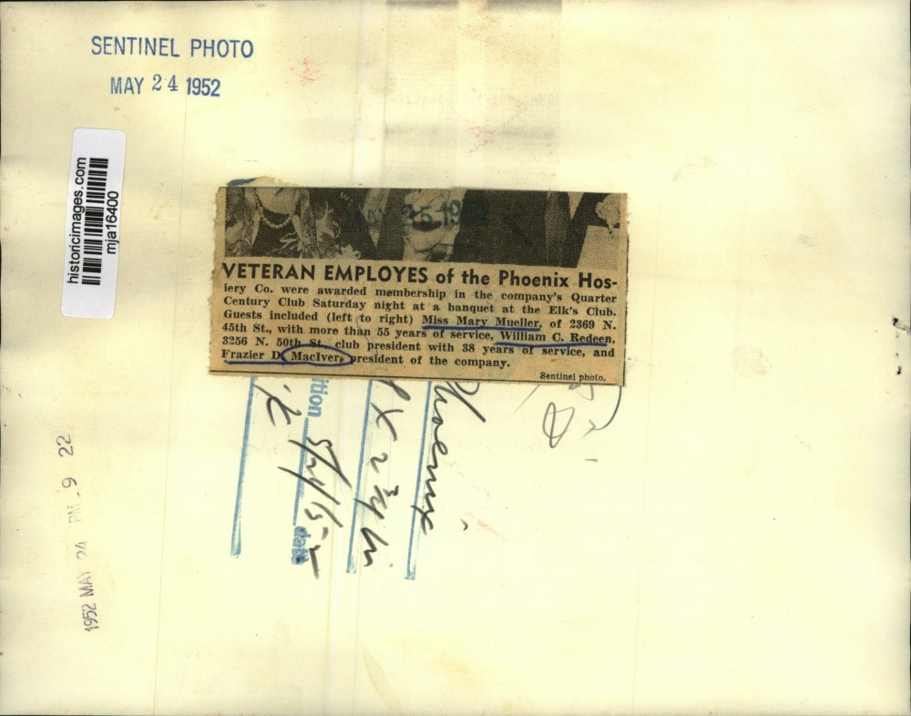 1952 Press Photo Mary Mueller w/ William C Redeen &Frazier D MacIver of Phoenix