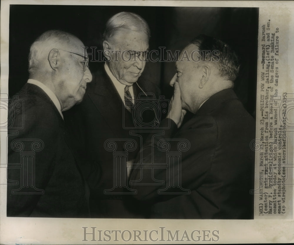 1953 Press Photo Bernard M Baruch at Senate Finance Committee hearing- Historic Images