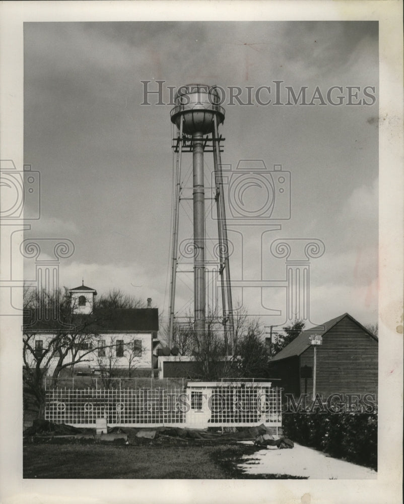 1957 Press Photo Mishicat, new 150 foot water tower construction - mja17588- Historic Images