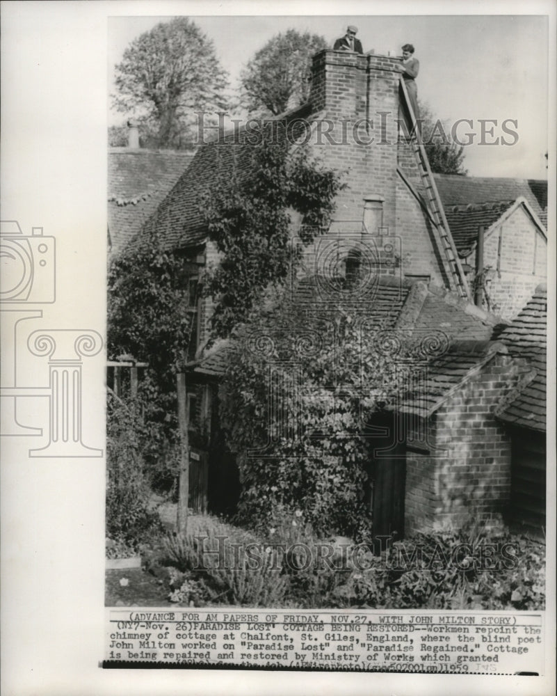 1959 Press Photo Paradise Lost and Paradise Regained cottage of John Milton- Historic Images