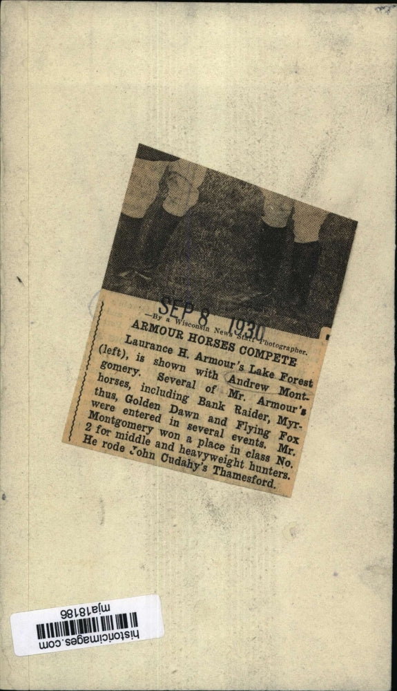 1930 Press Photo Laurance H. Armour shown with Andrew Montgomery - mja18186