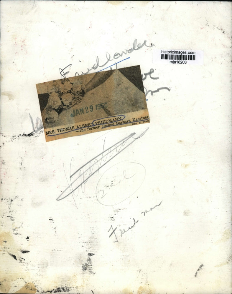 1950 Press Photo Mrs. Thomas Albert Friedmann, former Joanne Barbara Kaestner