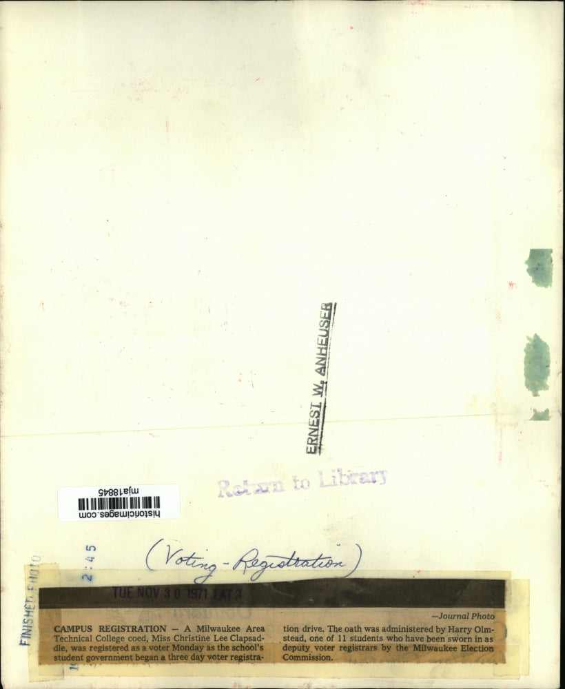 1971 Press Photo Miss Christine Lee Clapsaddle and Harry Olmstead - mja18845