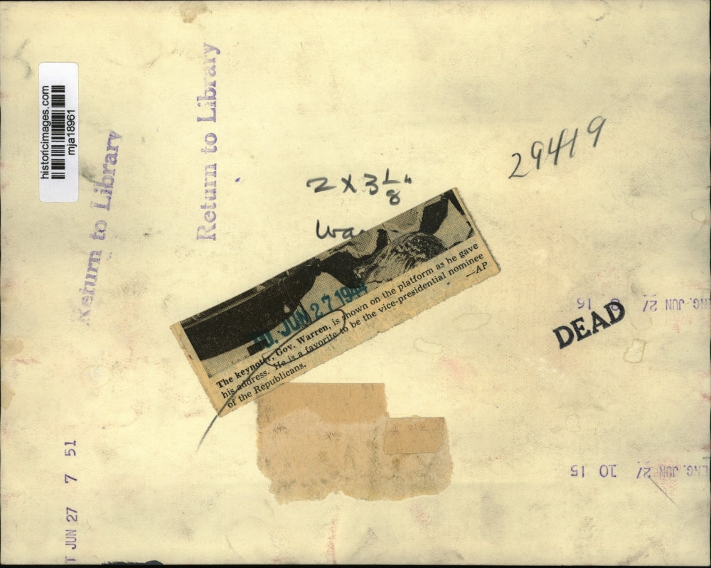 1944 Press Photo The keynote, Gov. Warren, is shown on the platform - mja18961