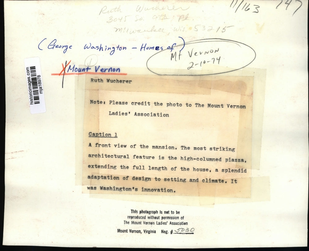 1963 Press Photo George Washington's house in Mount Vernon - mja18978