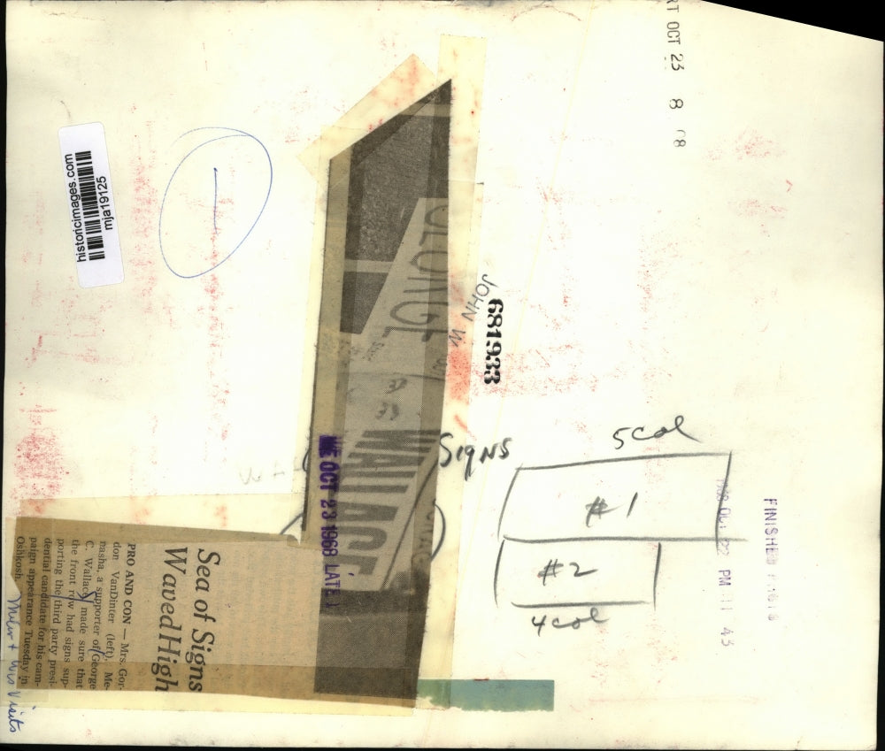 1968 Press Photo Mrs. Gordon VanDinter w/ other Gov Wallace supporters, Oshkosh