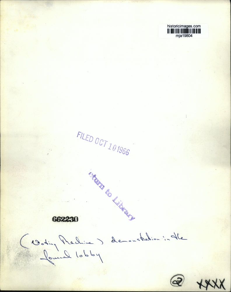 1966 Press Photo Voting Machine demonstration in the journal lobby - mja19804